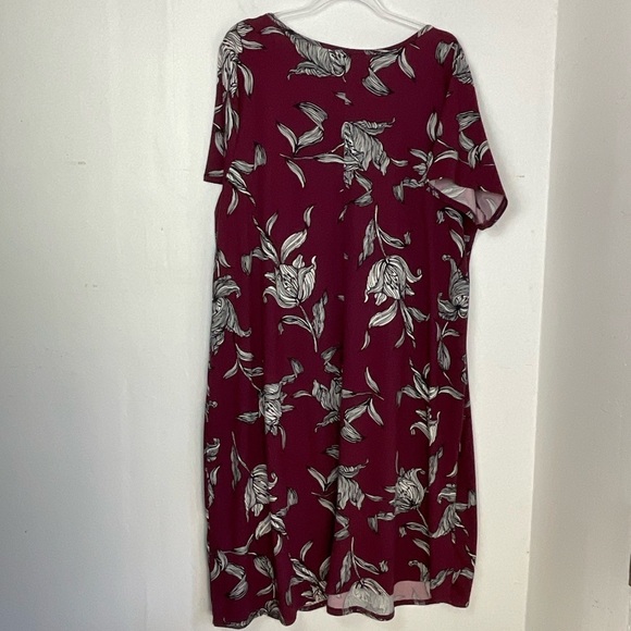 In‎ Every Story Dress Floral Cotton Burgundy Red Purple Black Loose Midi Size 1X - Picture 2 of 5